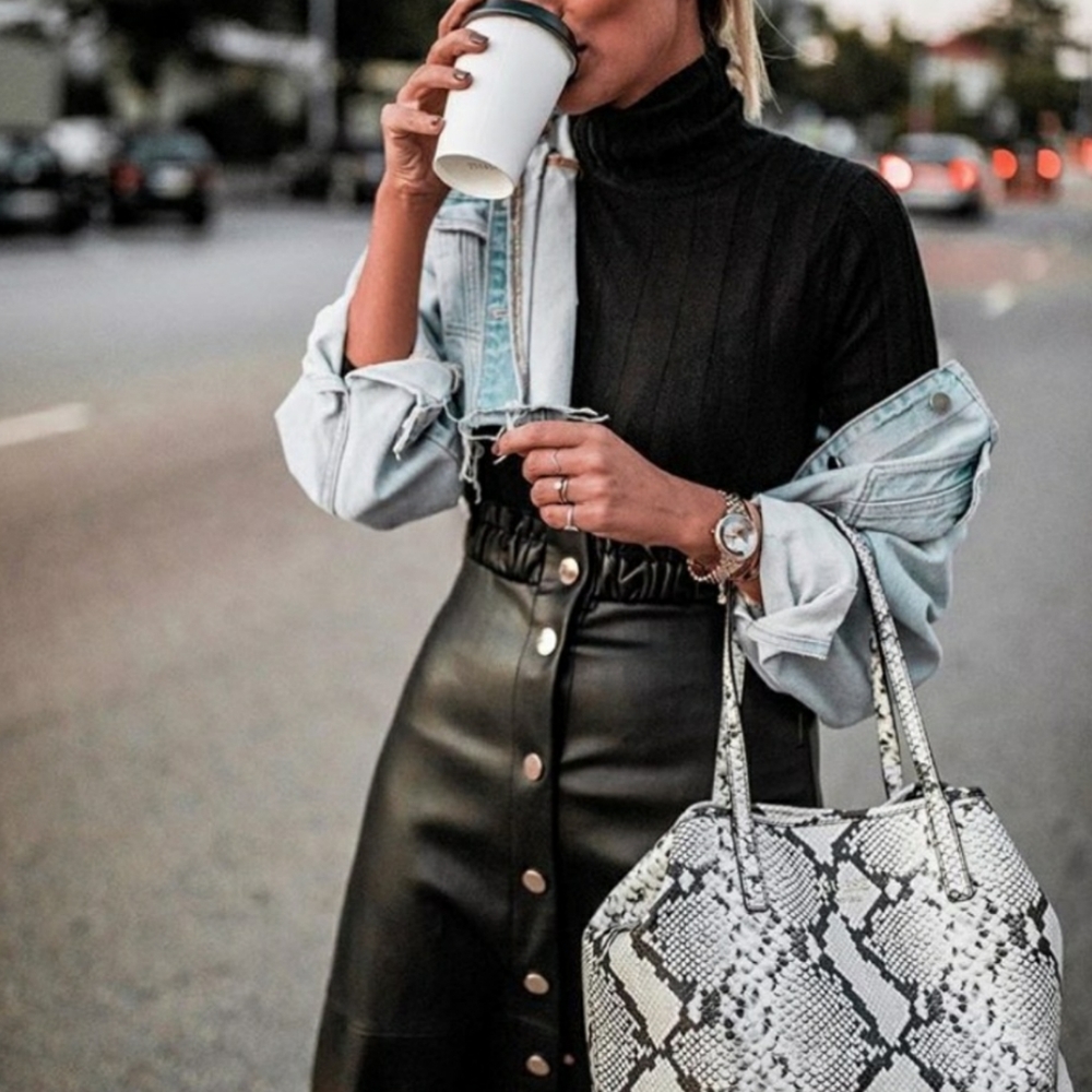 ZARA FAUX LEATHER MIDI SKIRT BLOGGERS FAVORITE - Picture 6 of 12